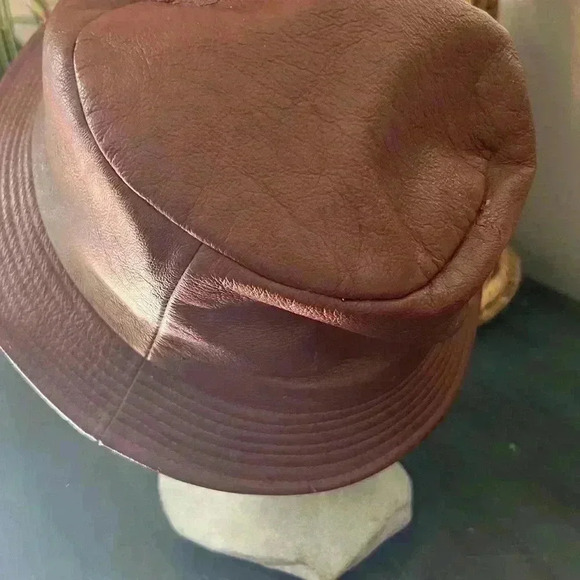 90's/2000 Leather Bucket Hat Brown Turtle K size m/L - Picture 3 of 5